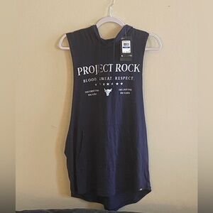 Under Armour Project Rock - Blue Sleeveless Hoodie T-Shirt